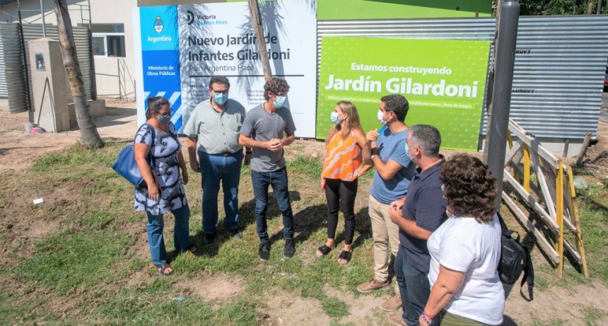 San Fernando: Juan Andreotti recorrió la construcción del nuevo Jardín N°934, el primero del barrio Villa Jardín
