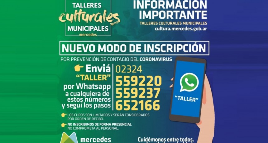 Mercedes: Por medidas preventivas la inscripción a los talleres culturales se realiza por WhatsApp