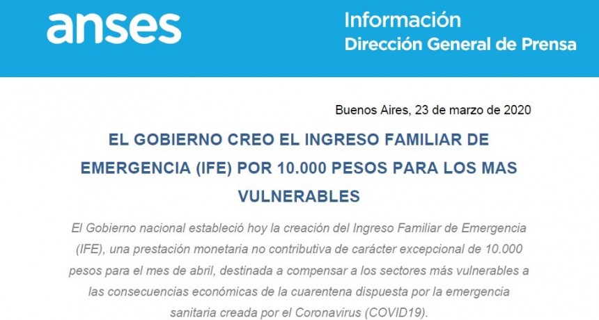 PALIATIVO: El presidente Fernández firmó un DNU para el Ingreso Familiar de Emergencia