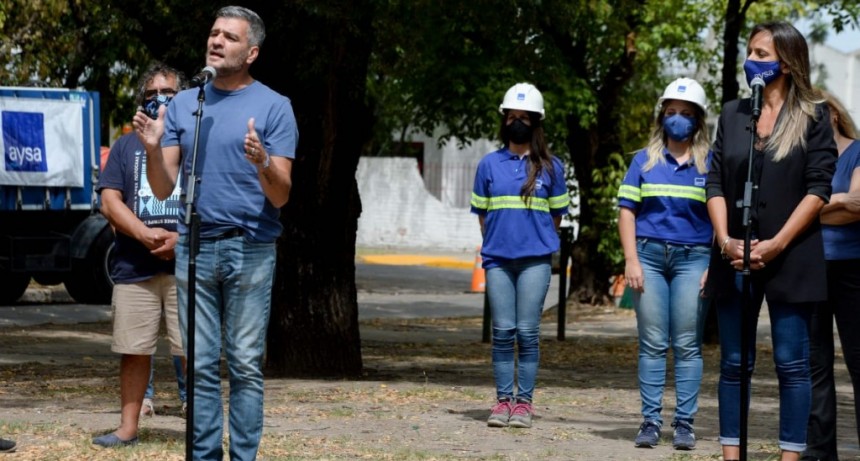 Hurlingham: Alberto Fernández inauguró junto a Zabaleta y Galmarini una obra de cloacas en el distrito