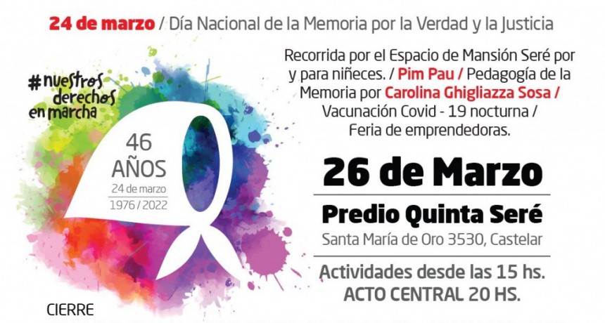 Morón: A 46 años del Golpe de Estado, el Municipio conmemora el Día de la Memoria, la Verdad y la Justicia