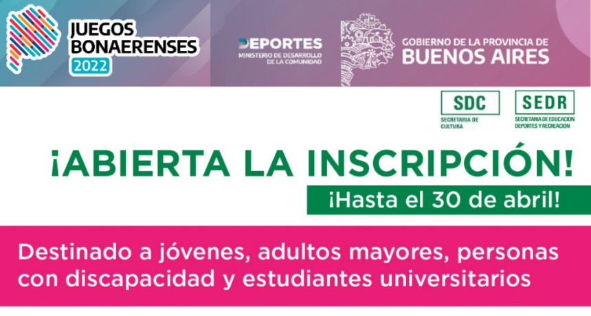 Merlo: Están abiertas las inscripciones a los Juegos Bonaerenses 2022