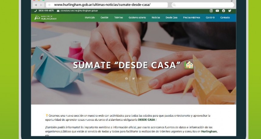 Hurlingham: Presentan plataforma digital con propuestas e información para acceder desde el hogar