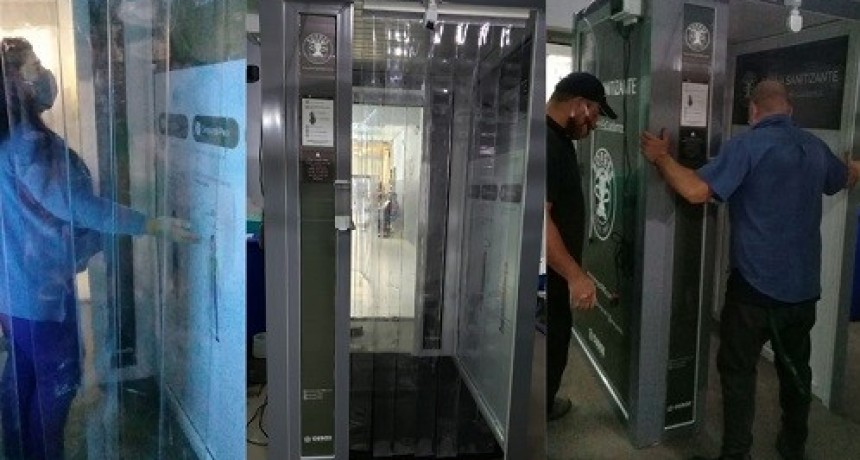 Marcos Paz: Curutchet puso en funcionamiento nuevas cabinas sanitizantes en las entradas del Hospital