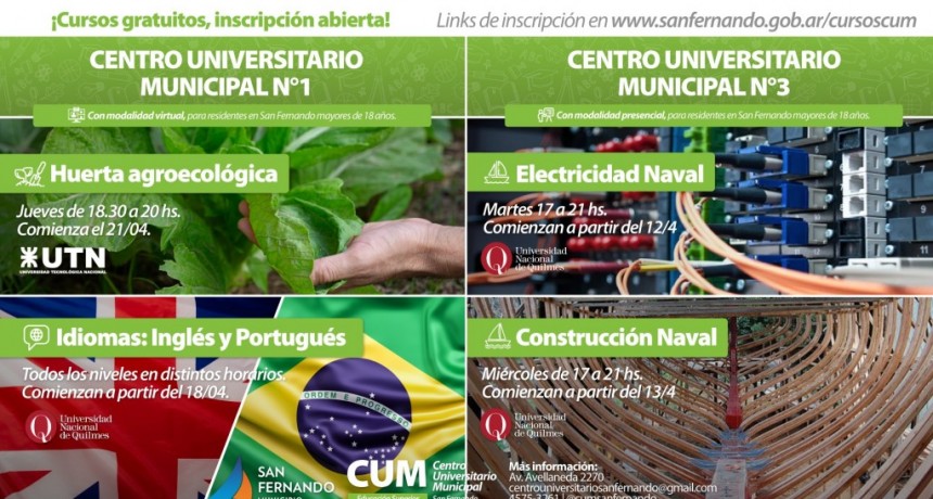 San Fernando: Comenzó la inscripción a cursos gratuitos del Centro Universitario Municipal 