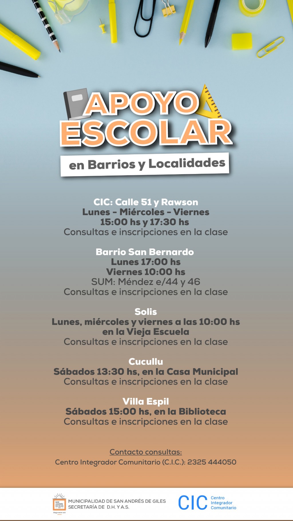 San Andrés de Giles: Apoyo Escolar en Barrios y Localidades