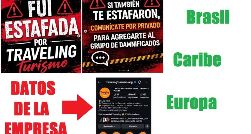 Casi 400 damnificados denuncian a &ldquo;Traveling Turismo&rdquo; por estafa en viajes a Brasil