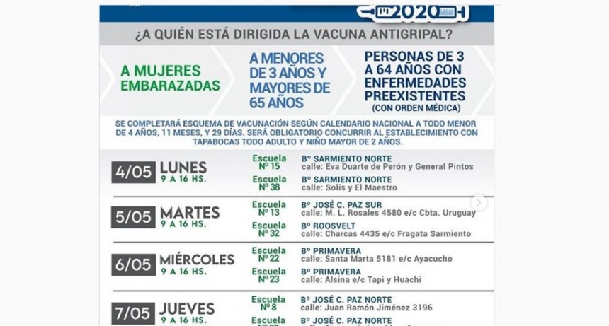 José C. Paz: Ishii comienza la Campaña de Vacunación antigripal en las escuelas