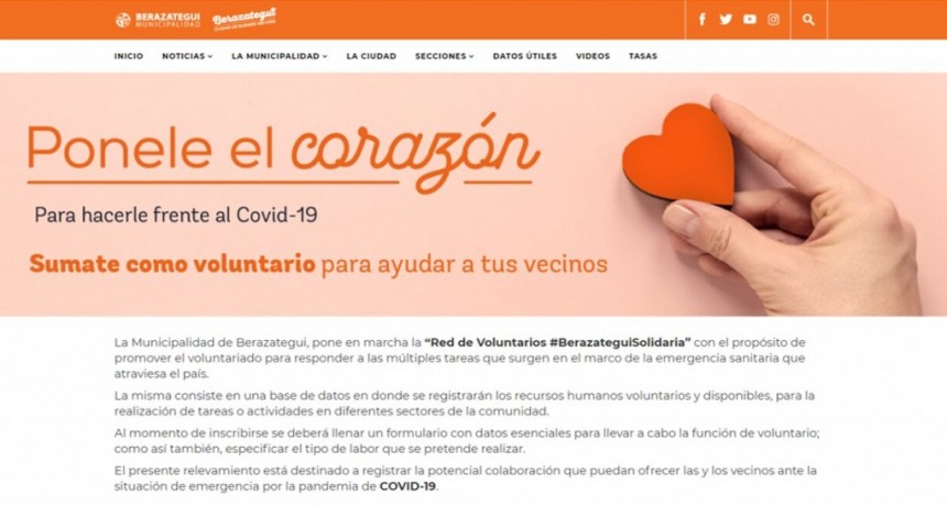 Berazategui: Lanzan la Red de Voluntarios Solidarios