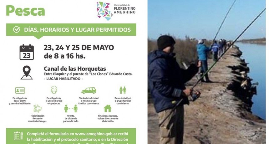 F. Ameghino: Habilitan la Pesca en el Canal de las Horquetas durante este fin de semana