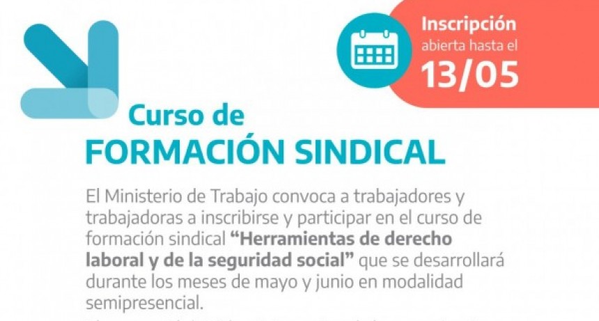 Está abierta la inscripción para el curso de formación sindical de la Provincia 