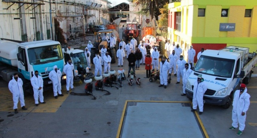 Zárate: No se detiene la fuerte presencia de un histórico Programa de Higiene y Desinfección en Espacios y Vía Pública 