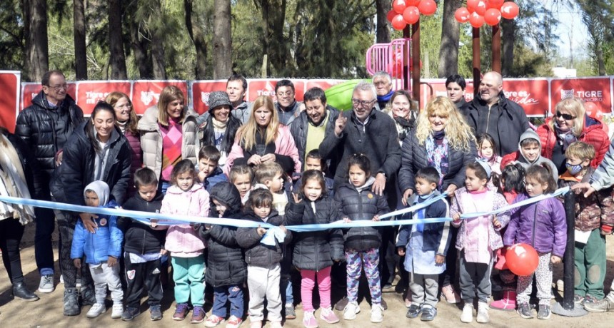 Tigre: Julio Zamora inauguró los nuevos juegos del Jardín de Infantes N°928