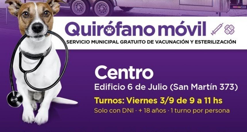 Campana: Castraciones gratuitas, el quirófano móvil estará en la Plaza Eduardo Costa