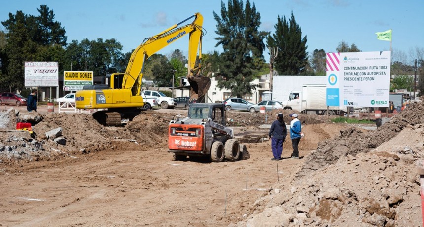Merlo: Progresa la construcción de la rotonda intersección RP N21 con RP N1003