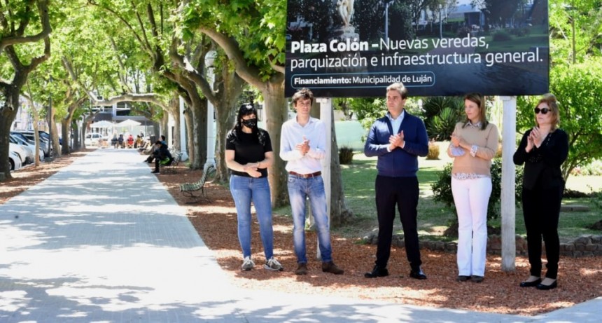 Luján: El Intendente inauguró la primera etapa de las obras de remodelación de la plaza Colón