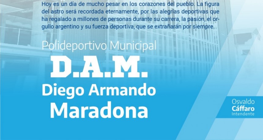 Zárate: El futuro Polideportivo Municipal se llamará “Diego Armando Maradona” en homenaje al astro del fútbol 