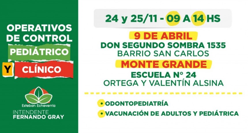 Esteban Echeverría: Continúan los operativos de salud en el distrito 