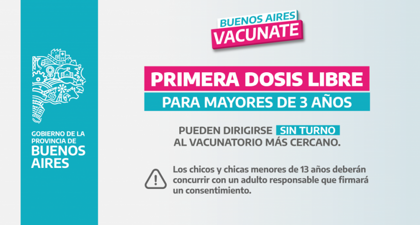 Ituzaingó: Primera dosis libre para mayores de 3 años 