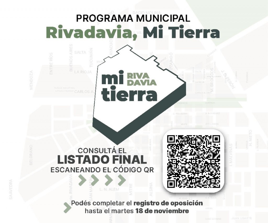 Rivadavia: La Municipalidad publicó el listado definitivo para la compra de lotes con servicios  