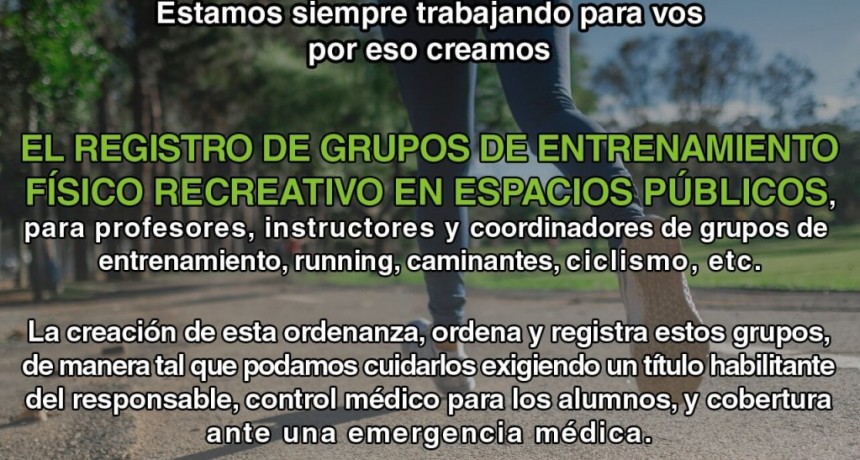 Tres Arroyos: Hasta febrero se puede regularizar el registro de grupos de entrenamiento 