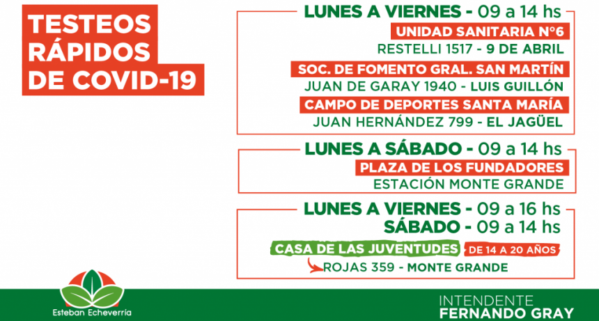 E. Echeverría: El Municipio continúa realizando testeos rápidos de COVID-19
