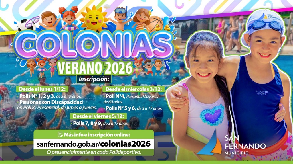 San Fernando: Comenzó la inscripción online de las Colonias de Verano 2026