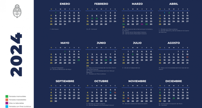 El Gobierno nacional oficializó los feriados con fines turísticos del 2024