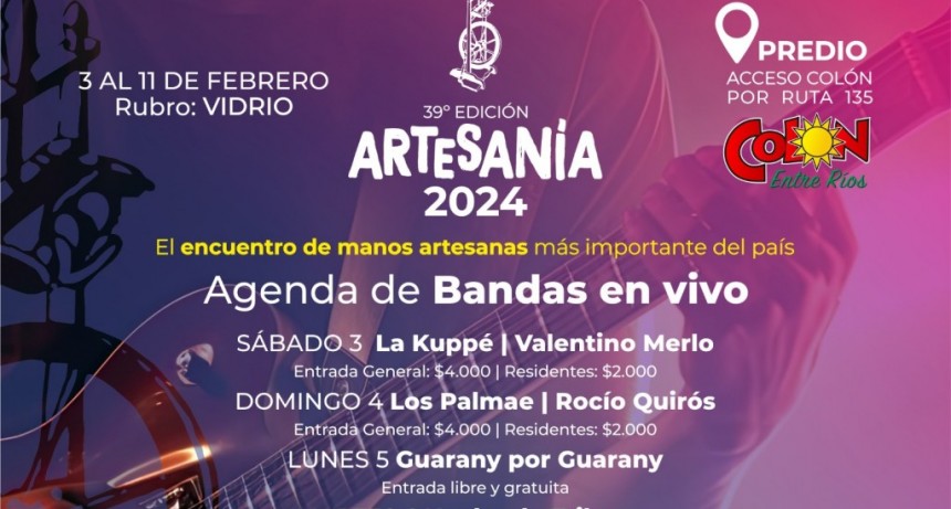 Colón (ER); El Municipio recibirá a los mejores artesanos del país en la 39° Fiesta Nacional de la Artesanía