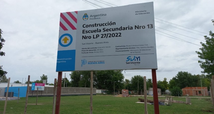 San Vicente: Comenzó la obra de la nueva Escuela Secundaria N°13 