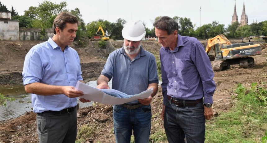 Boto y Katopodis recorrieron las obras de adecuación del Río Luján