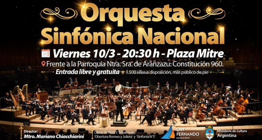 San Fernando: El viernes, la Orquesta Sinfónica Nacional vuelve con una gran función gratuita 