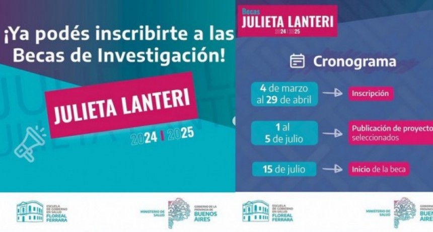 La Provincia lanza las becas “Julieta Lanteri” para investigar temas de salud
