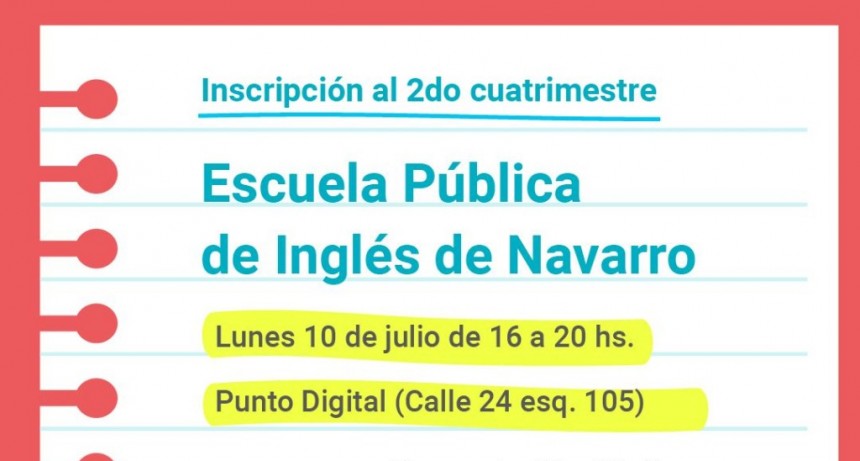 Navarro: Comienza la inscripción a la Escuela Municipal de Inglés 