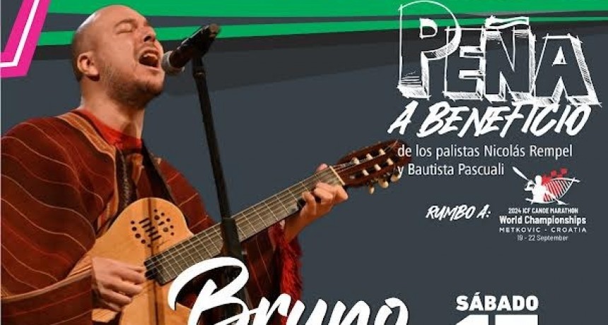 Baradero: Bruno Arias se suma a los artistas confirmados para la Peña Beneficio de los palistas Nicolás Rempel y Bautista Pascuali