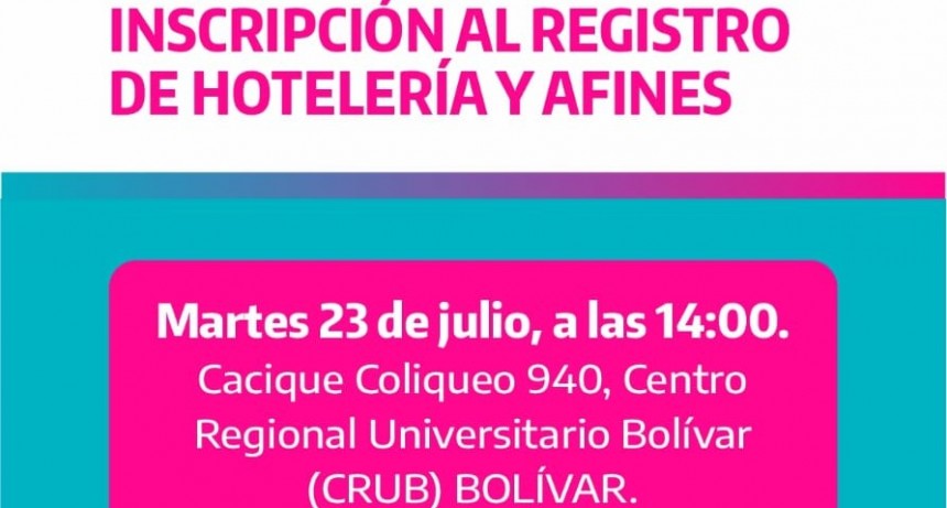 Bolívar: El Municipio realizará una jornada de inscripción al registro de hotelería y afines