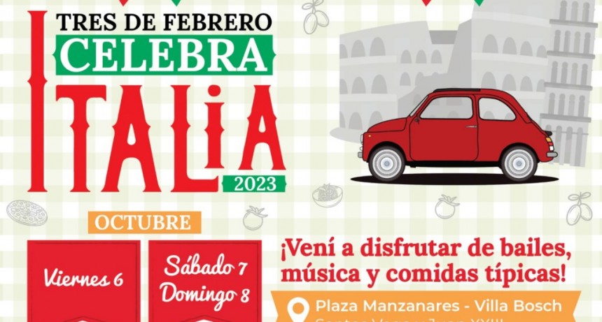 Tres de Febrero: Llega “Celebra Italia” a Villa Bosch con gastronomía, música y exposición de Fiat 600