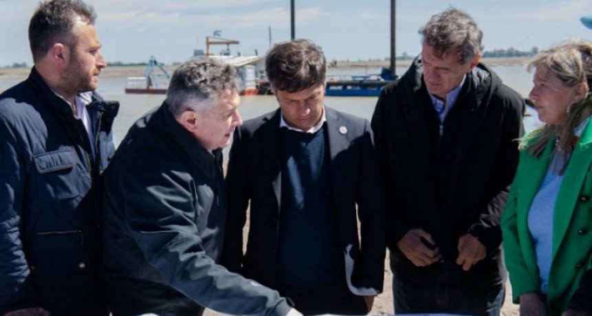 Axel Kicillof recorrió los avances de las obras sobre la Cuenca del Río Salado