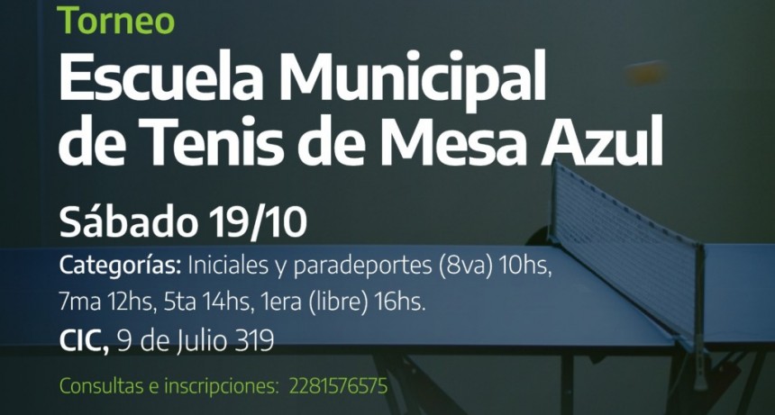 Azul: Se realizará un torneo de tenis de mesa 