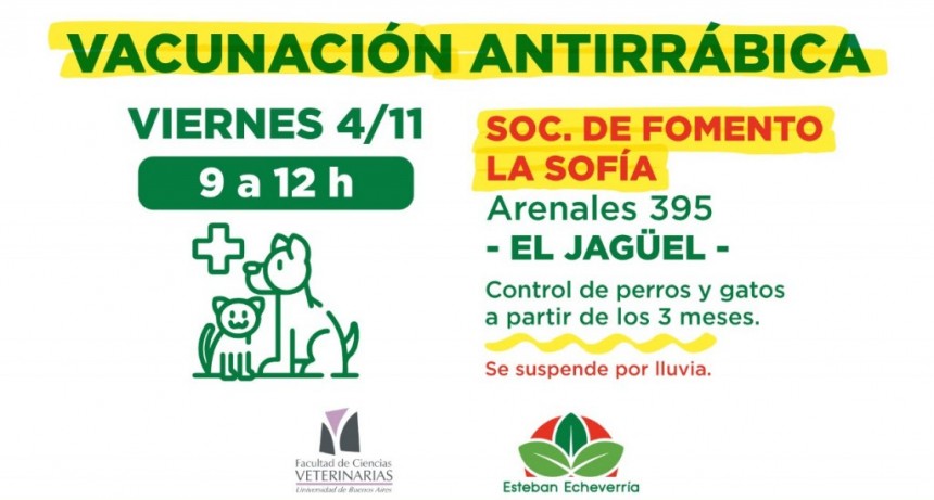 E. Echeverría: Operativo de vacunación antirrábica en el Jagüel 
