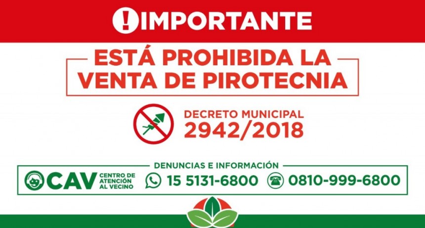 E. Echeverría: La Municipalidad prohibió la venta de pirotécnica en el distrito